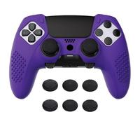 PlayVital 3D Studded Edition Anti-Slip Silicone Cover for ps5 Edge Purple | Dock-Friendly Open Design,with Thumb Grip Caps,Textured Anti-Slip Grip