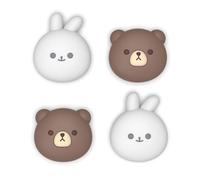 PlayVital 4 Pcs Thumb Grips for Nintendo Switch 2, Kawaii Silicone Thumbstick Caps for Joycon 2, Joystick Cover for Switch 2 Accessories - Chubby Bear & Smiley Bunny