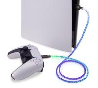 playvital 6.56FT Illuminated Charging Cable for ps5 Controller, USB Type C Charging Cord for Gamepad, Universal LED Light Up Data Cord for Xbox Core/Elite Series 2 / Switch Pro Controller