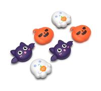 PlayVital 6 Pcs Thumb Grips for Nintendo Switch 2, Cute Silicone Thumbstick Caps for Switch 2, Analog Cover for Joycon 2 Joystick Caps - Halloween Pumpkin Bat with Spooky Ghost