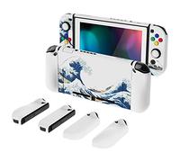 playvital AlterGrips Dockable Protective Case for Nintendo Switch, Ergonomic Hard Shell for Nintendo Switch, Joycon Cover w/Screen Protector & Thumb Grips & Button Capss - The Great Wave off Kanagawa