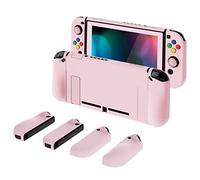 playvital AlterGrips Dockable Protective Case for Nintendo Switch, Ergonomic Hard Shell for Nintendo Switch, Joycon Cover w/Screen Protector & Thumb Grips & Button Capss - Cherry Blossoms Pink
