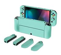 PlayVital AlterGrips Protective Slim Case for Nintendo Switch OLED, Dockable Hard Shell for Switch OLED w/Thumb Grip Caps & Button Caps - Misty Green