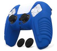 PlayVital Anti-Slip Protective Case for PS5 Controller, Soft Case Silicone Case Accessory with Thumbstick Cap Raging Warrior Edition, Blue