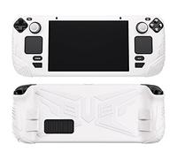 PlayVital Armor Series Protective Case for Steam Deck, Silicone Cover for Steam Deck with Back Button Enhancement Designed & Thumb Gripss - White