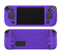 PlayVital Armor Series Protective Case for Steam Deck, Silicone Cover for Steam Deck with Back Button Enhancement Designed & Thumb Gripss - Purple
