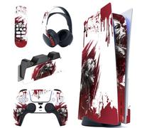 PlayVital Blood Zombie Full Set Skin Decal for PS5 Console Disc Edition, Sticker Vinyl Decal Cover for PS5 Controller & Charging Station & Headset & Media Remote