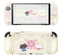 playvital Cherry Blossoms Kitten Silicone Grip & PC Shell Case for Nintendo Switch 2 - Antique Yellow| Cat Ear & Paw Joycon Covers + Dockable Protection + Extra Adjustable Stand