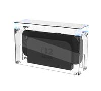 PlayVital Clear Acrylic Dust Cover for Nintendo Switch 2 | Transparent Display Box for Switch 2 Dock Mode, Magnetic Ventilation Top - Transparent