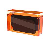 PlayVital Clear Acrylic Dustproof Cover for Nintendo Switch 2 | Magnetic Ventilation Top, Tool-Free Installation, Transparent Display Box for Switch 2 Dock Mode - Clear Orange