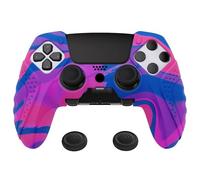 PlayVital Controller Grip with Thumb Grip Cap for ps5 Edge Pink Purple Blue | Dock-Friendly Open Design,Textured Anti-Slip Grip,Soft Rubber Protector