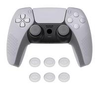 playvital Controller Grips for ps5 Compatible with Charging Station Clear | Non-slip silicone cover, ergonomic grips with 3D studs, 6 analogue thumb covers, compatible with charging base