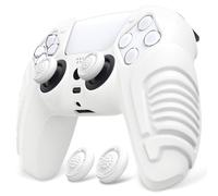 PlayVital Controller Protective Case Cover for ps5, Anti-Slip Rubber Protector for ps5 Wireless Controller, Soft Silicone Skin for ps5 Controller with Thumbstick Caps - White
