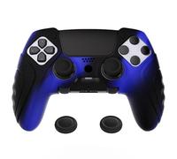 PlayVital Controller Silicone Skin w/Thumb Grip Cap for ps5 Edge Blue Black | Dock-Friendly Open Design,Soft Protector,Textured Anti-Slip Grip