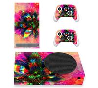 playvital Custom Vinyl Skins for Xbox Series S, Wrap Decal Cover Stickers for Xbox Series S Console Controller - Pink Colorful Leaf