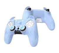 playvital Cute Demon Controller Silicone Case for ps5, Kawaii Controller Cover Gamepad Skin Protector for ps5 with Touch Pad Sticker & Thumb Grip Caps - Blue