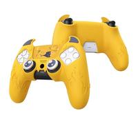 playvital Cute Demon Controller Silicone Case for ps5, Kawaii Controller Cover Gamepad Skin Protector for ps5 with Touch Pad Sticker & Thumb Grip Caps - Yellow