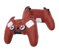 playvital Cute Demon Controller Silicone Case for ps5, Kawaii Controller Cover Gamepad Skin Protector for ps5 with Touch Pad Sticker & Thumb Grip Caps - Red