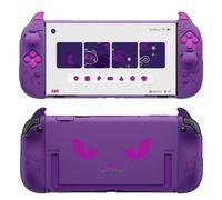 PlayVital Cute Demon Protective Shell for Nintendo Switch 2, Kawaii Anti-Slip Silicone Grip Cover + Dockable Hard Case for for Nintendo Switch 2 with Thumb Grips & Sticker, Shockproof - Purple
