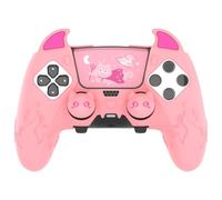 PlayVital Cute Demon Silicone Case for ps5 Edge Controller, Kawaii Controller Cover Skin Gamepad Protector for ps5 Edge Accessories with Touch Pad Sticker & Thumb Grip Caps - Pink