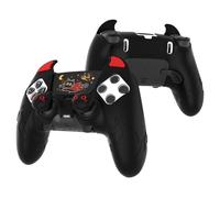 PlayVital Cute Demon Silicone Case for ps5 Edge Controller, Kawaii Controller Cover Skin Gamepad Protector for ps5 Edge Accessories with Touch Pad Sticker & Thumb Grip Caps - Black