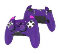 PlayVital Cute Demon Silicone Case for ps5 Edge Controller, Kawaii Controller Cover Skin Gamepad Protector for ps5 Edge Accessories with Touch Pad Sticker & Thumb Grip Caps - Purple