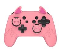 playvital Cute Demon Silicone Grip Cover for Nintendo Switch Pro Controller, Anti-Slip, Kawaii Protective Skin with Joystick Caps and Stickers - Compatible with Nintendo Switch Pro- Pink