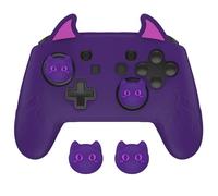 playvital Cute Demon Silicone Grip Cover for Nintendo Switch Pro Controller, Anti-Slip, Kawaii Protective Skin with Joystick Caps and Stickers - Compatible with Nintendo Switch Pro- Purple