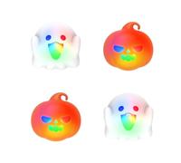 PlayVital Cute Illuminated LED Thumbstick Grips for ps5, for ps4, Thumb Grip Caps for Xbox Series X|S, for Xbox One, Switch Pro, Enhanced Comfort, Joystick Protection - Spooky Ghost with Pumpkin