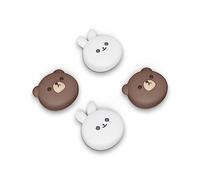 PlayVital Cute Thumb Grip Caps for PS5/4 Controller, Silicone Analog Stick Caps Cover for Xbox Series X/S, Thumbstick Caps for Switch Pro Controller - Chubby Bear & Smiley Bunny