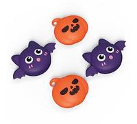 PlayVital Cute Thumb Grip Caps for PS5/4 Controller, Silicone Analog Stick Caps Cover for Xbox Series X/S, Thumbstick Caps for Switch Pro Controller - Halloween Pumpkin Bat