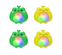 PlayVital Cute Universal Illuminated LED Thumbstick Grips for ps5, for ps4, Thumb Grip Caps for Xbox Series X|S, for Xbox One, Switch Pro, Enhanced Comfort, Joystick Protection - Frog Green & Yellow