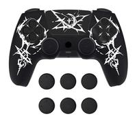 PlayVital Design for PS5 Controller Skin Cover Fit with Charging Station - Anti-Slip Silicone Controller Grip Case for PS5 with 6 Thumb Grip & Sticker, Pure Series Dockable Model - Carving Energy Rift