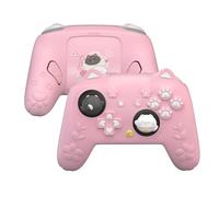 PlayVital for Nintendo Switch 2 Pro Controller Silicone Cover - Cherry Blossoms Kitten Cute Protective Skin Case for Switch 2 Pro Controller w/Back Button Cap & Thumb Grip & Sticker - Pink