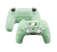 playvital for PS5 Controller Cover Skin - Cute Ocean Whisper Series Semi-Clear Silicone Case for PS5 Controller with Thumb Grip & Sticker, Charging Station Compatible, Full Protection - Pastel Green