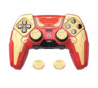 playvital for ps5 Edge Controller Silicone Cover Skin - Stellar Mecha Anti-slip Grip Protector for ps5 Edge Controller with Joystick Cap & Sticker, Shockproof Case - Crimson Red & Iron Yellow