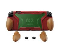 playvital for Switch 2 Beyond-Grip Dockable Case, Interchangeable FPS/Omni Ergonomic Grips + Military-Grade Drop Protective Cover + 2 Joystick Caps for Nintendo Switch 2 (Red & Orange)