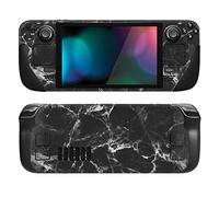 playvital Full Set Protective Skin Decal for Steam Deck LCD, Custom Stickers Vinyl Cover for Steam Deck OLED - Black White Marble