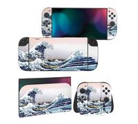 PlayVital Full Set Protective Skins for Nintendo Switch 2 Console & Joycon, Customized Vinyl Decal Wrap Sticker for Nintendo Switch 2 & Dock & Hand Grips - The Great Wave