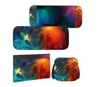 PlayVital Full Set Protective Skins for Nintendo Switch 2 Console & Joycon, Customized Vinyl Decal Wrap Sticker for Nintendo Switch 2 & Dock & Hand Grips - Orange Star Universe