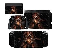 playvital Full Set Protective Stickers for Nintendo Switch OLED Model, Customized Vinyl Decal Skins for Switch OLED Console & Joycon & Dock & Grip - Summon of Flame