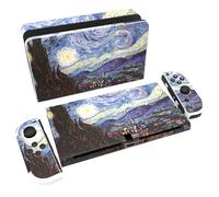 PlayVital Full Set Protective Stickers for Nintendo Switch OLED Model, Customized Vinyl Decal Skins for Switch OLED Console & Joycon & Dock & Grip - The Starry Night