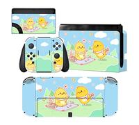 PlayVital Full Set Protective Stickers for Nintendo Switch OLED Model, Customized Vinyl Decal Skins for Switch OLED Console & Joycon & Dock & Grip - Picnic Fair
