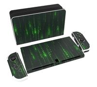 PlayVital Full Set Protective Stickers for Nintendo Switch OLED Model, Customized Vinyl Decal Skins for Switch OLED Console & Joycon & Dock & Grip - Messy Code