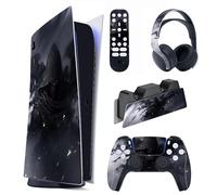 PlayVital Full Set Skin Decal for ps5 Console Digital Edition, Sticker Vinyl Decal Cover for ps5 Controller & Charging Station & Headset & Media Remote - Shadow Assassin