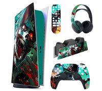 PlayVital Full Set Skin Decal for PS5 Console Digital Edition, Sticker Vinyl Decal Cover for PS5 Controller & Charging Station & Headset & Media Remote - Raging Zombie