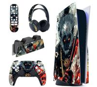 playvital Full Set Skin Decal for PS5 Console Disc Edition, Sticker Vinyl Decal Cover for PS5 Controller & Charging Station & Headset & Media Remote - Fallen Wukong