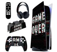 PlayVital Full Set Skin Decal for PS5 Console Disc Edition, Sticker Vinyl Decal Cover for PS5 Controller & Charging Station & Headset & Media Remote - Green Leaf