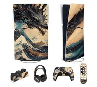 playvital Full Set Skin Sticker for ps5 Slim Console Digital Edition (The New Smaller Design), Vinyl Skin Decal Cover for ps5 Controller & Headset & Charging Station & Media Remote - Tempest Dragon