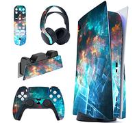 playvital Galaxy Rift Full Set Skin Decal for ps5 Console Disc Edition,Sticker Vinyl Decal Cover for ps5 Controller & Charging Station & Headset & Media Remote